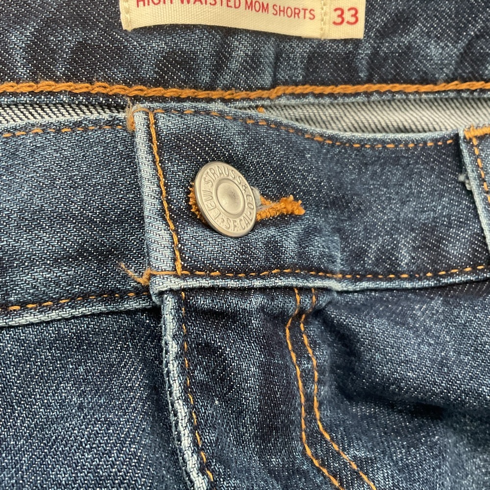Levi's Blue Jean Shorts High Waisted Size 33 - Picture 3 of 5